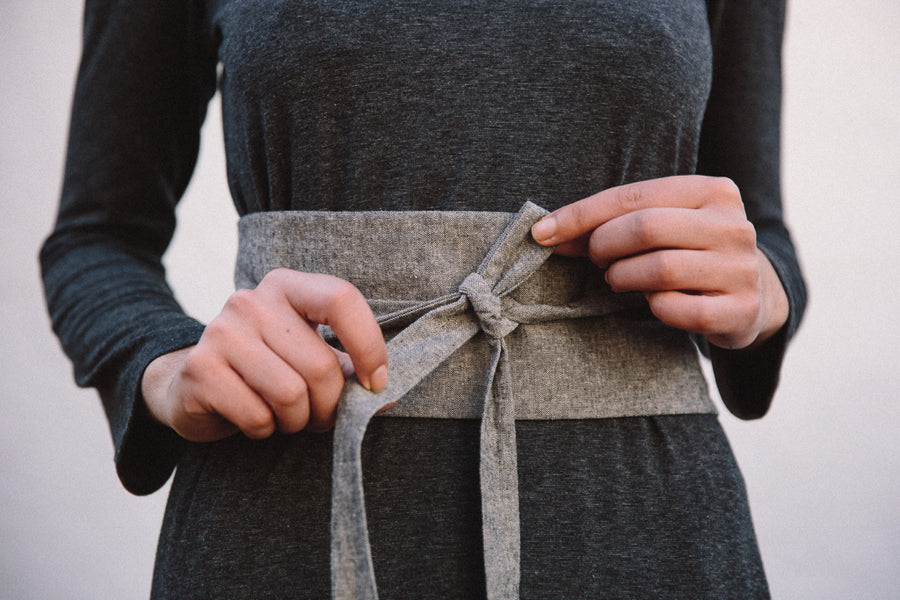 Linen Tie Belt Grey | Leka Design |1-2