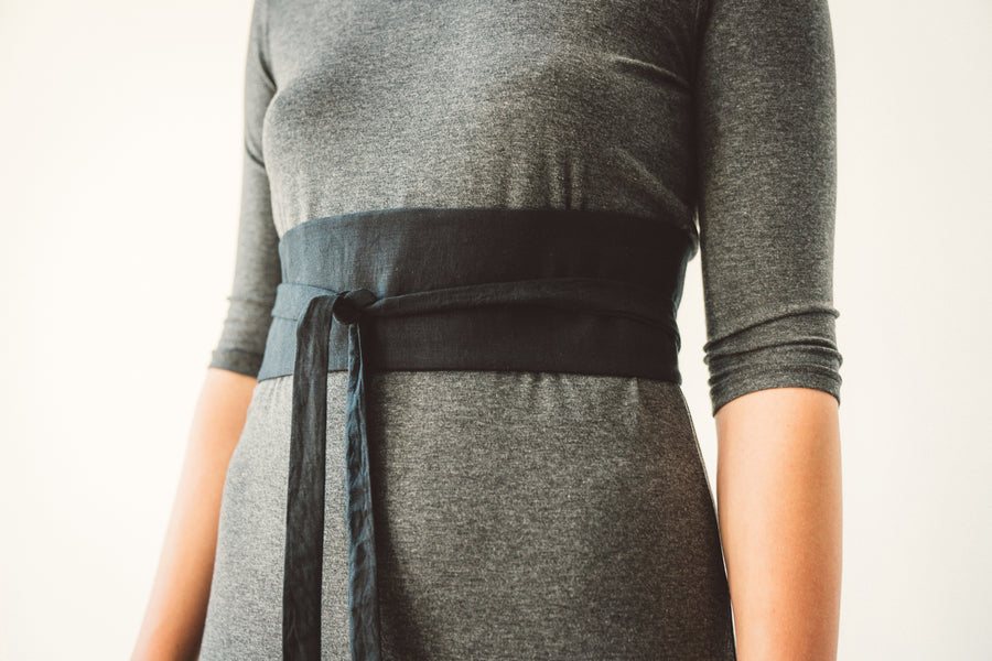 Obi Linen Tie Belt Black | Leka Design |1-1